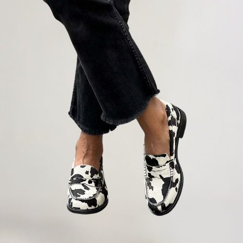 Audrun | Loafers med svart-hvitt kuledersmønster