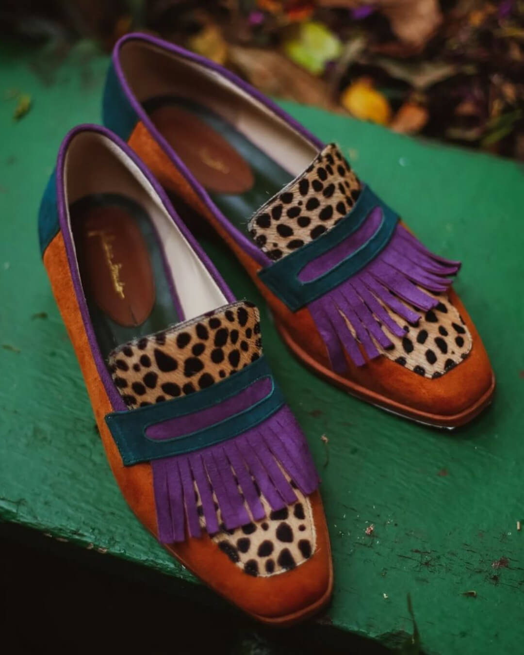 Arnheiður | Statement Loafers with Fringe and Animal Print