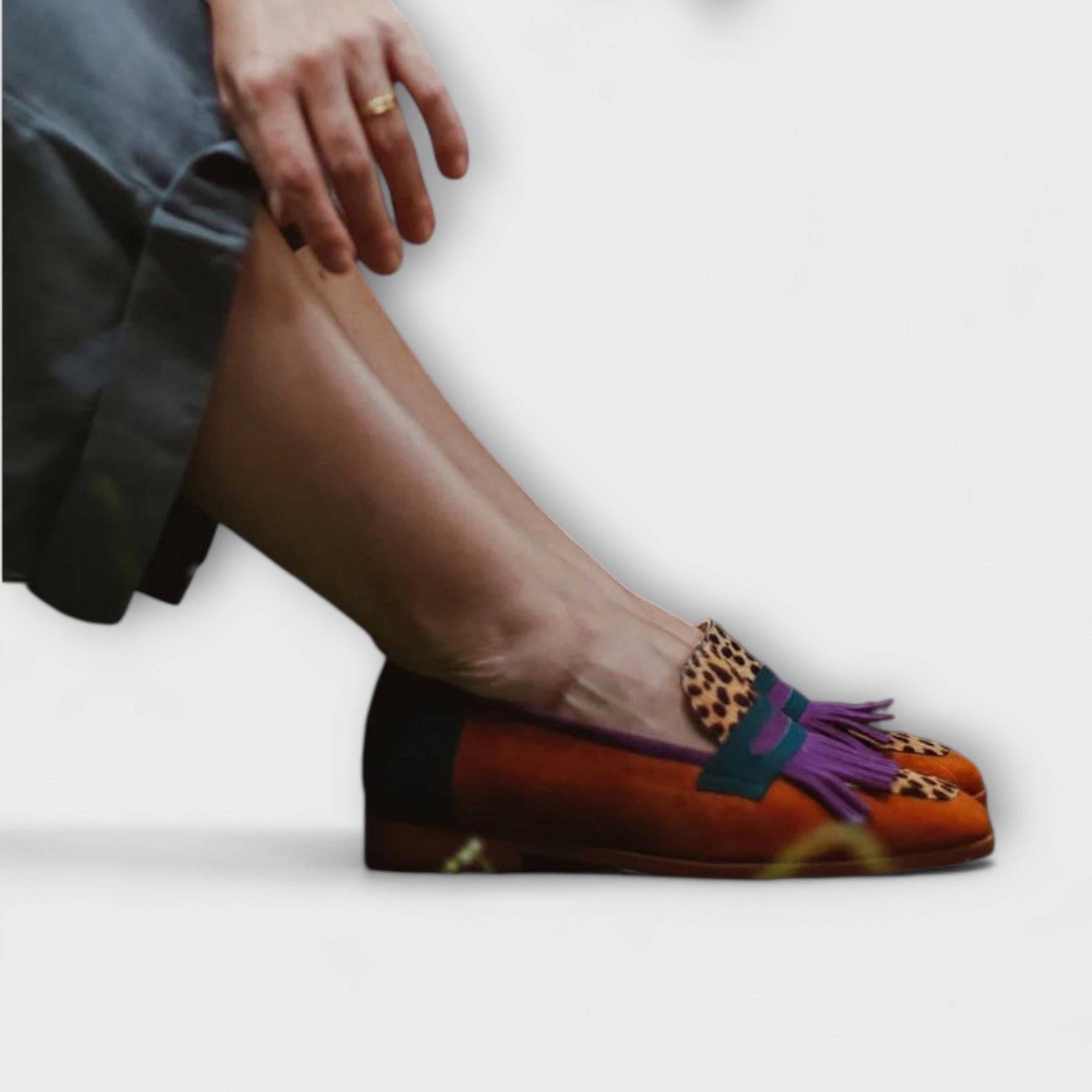 Adele | Mønstrede Statement-loafers med Frynser